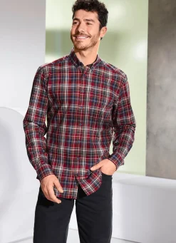 Outlet BADER "King's Road"-Hemd mit Button-down-Kragen BORDEAUX-MARINE-GRÜN KARIERT