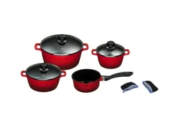Discount BADER "KING" 9-teiliges Aluguss-Kochtopf-Set mit FUSION® keramischer Antihaftbeschichtung ROT