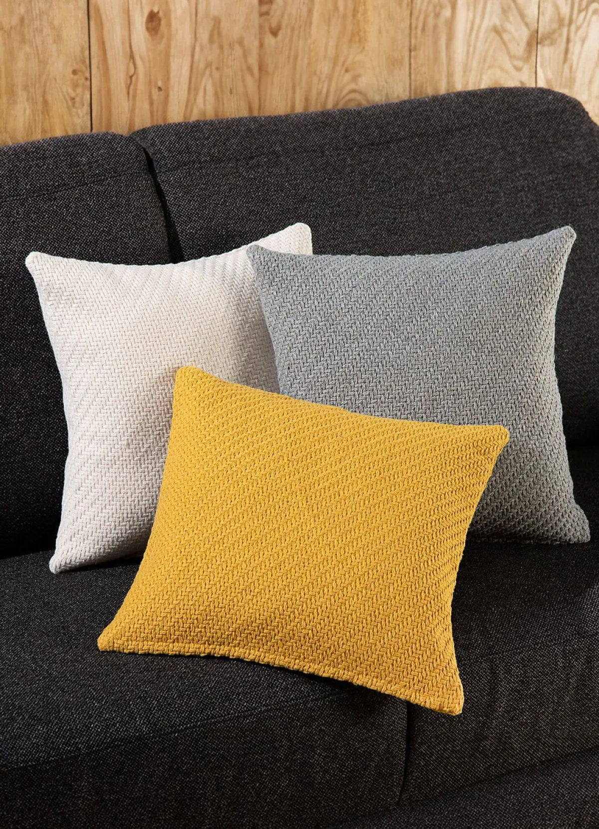 Sale BADER Kissenbezug in Strickoptik SILBER