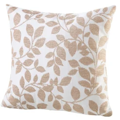 Discount BADER Kissenbezug mit hübschem Blättermotiv WEISS-BEIGE