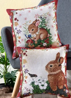 Outlet BADER Kissenbezug mit Häschen-Motiv, 2er-Set BUNT