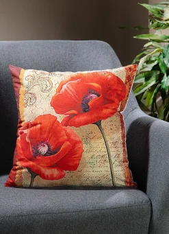Discount BADER Kissenbezug mit Mohnblumen-Motiven BUNT