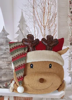 BADER Kissenbezug mit Weihnachtselch Rudi BUNT