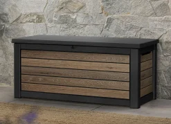 Discount BADER Kissenbox in trendiger Holzoptik SCHWARZ-BRAUN