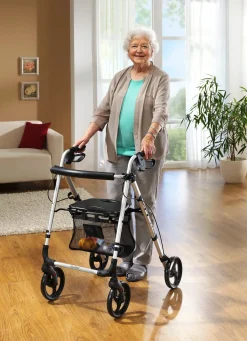 New BADER Klappbarer Alu-Rollator SILBER