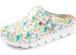 Best BADER Klassische Damen-Clogs, mit anatomisch, gepolstertem Fußbett WEISS-BUNT