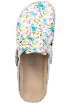 Best BADER Klassische Damen-Clogs, mit anatomisch, gepolstertem Fußbett WEISS-BUNT