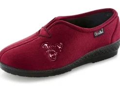 New BADER Klassische Damen-Hausschuhe, Weite H, mit Stickerei BORDEAUX