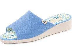 Outlet BADER Klassische Damen-Hausschuhe, aus Textilmaterial HIMMELBLAU