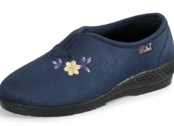 Clearance BADER Klassische Damen-Hausschuhe, Weite H, mit Stickerei MARINE