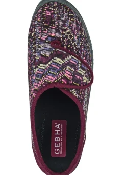 Online BADER Klassische Damen-Hausschuhe, Weite H, mit Klettverschluss BORDEAUX-MULTICOLOR