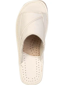New BADER Klassische Damen-Pantoletten, aus Leder CREME