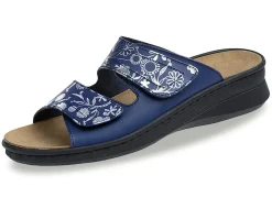 New BADER Klassische Damen-Pantoletten, mit herausnehmbarem Fußbett BLAU