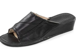Outlet BADER Klassische Damen-Pantoletten, aus Leder SCHWARZ