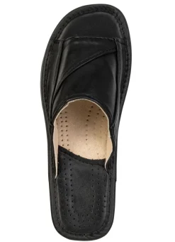 Outlet BADER Klassische Damen-Pantoletten, aus Leder SCHWARZ