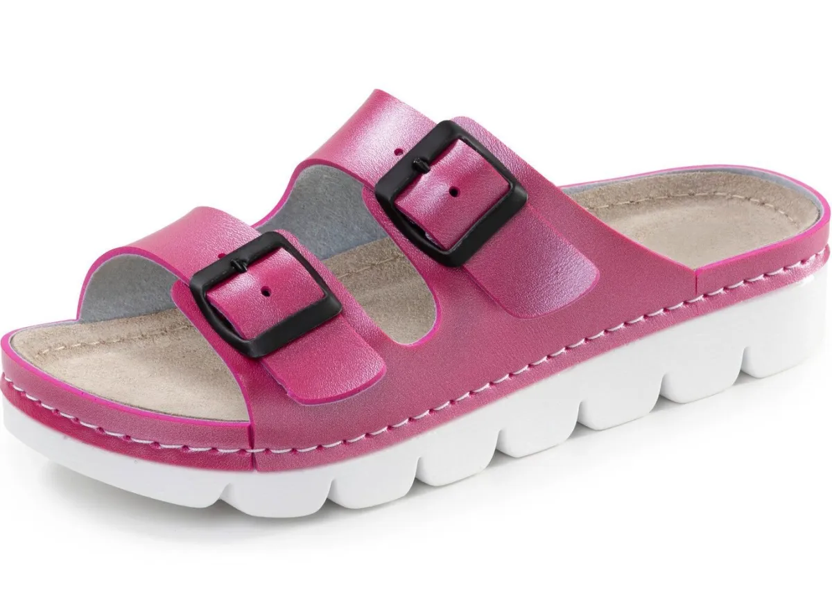 BADER Klassische Damen-Pantoletten, mit verstellbaren Schließen PINK
