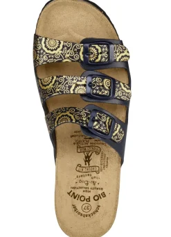 New BADER Klassische Damen-Pantoletten, mit verstellbaren Spangen MARINE-GOLD