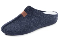 New BADER Klassische Herren-Hausschuhe, aus Wollfilz BLAU