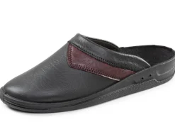 Clearance BADER Klassische Herren-Pantoletten, mit anatomisch geformtem Fußbett SCHWARZ-BURGUND