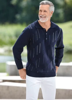 Outlet BADER Klassischer Polopullover in 3 Farben MARINE