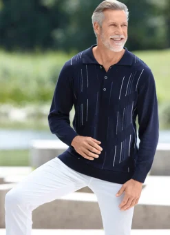 Outlet BADER Klassischer Polopullover in 3 Farben MARINE