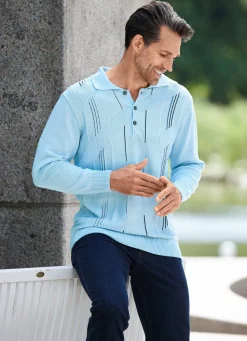 BADER Klassischer Polopullover in 3 Farben HELLBLAU