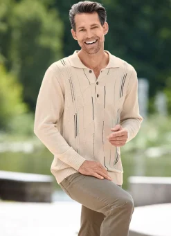 Outlet BADER Klassischer Polopullover in 3 Farben HELLBEIGE