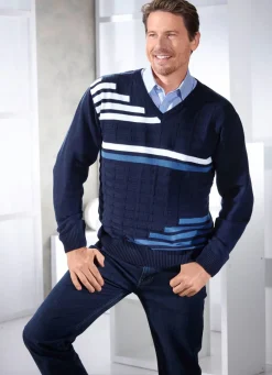 Online BADER Klassischer Pullover mit V-Ausschnitt in 3 Farben MARINE