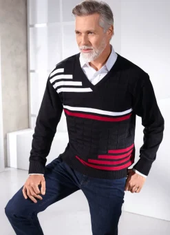 Online BADER Klassischer Pullover mit V-Ausschnitt in 3 Farben SCHWARZ