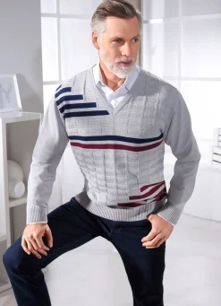 Outlet BADER Klassischer Pullover mit V-Ausschnitt in 3 Farben SILBER