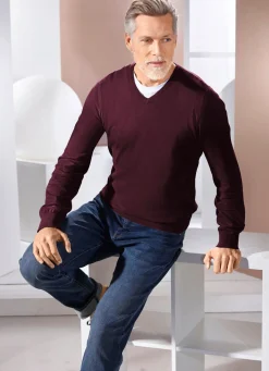 Outlet BADER Klassischer V-Pullover in 4 Farben BORDEAUX