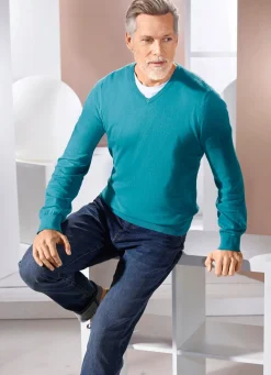 Discount BADER Klassischer V-Pullover in 4 Farben PETROL
