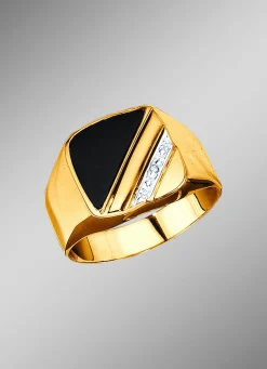 Sale BADER Klassischer Herrenring mit Onyx und Diamant