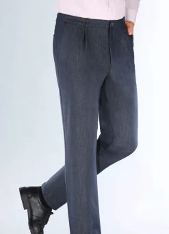 Outlet BADER "Klaus Modelle"-Edeljeans mit Bundfalten in 2 Farben BLAU