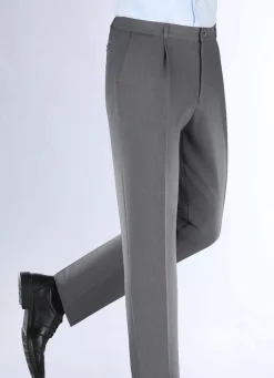 Clearance BADER "Klaus Modelle"-Hose mit Bundfalten in 3 Farben MITTELGRAU MELIERT