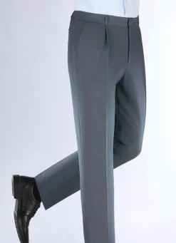 BADER "Klaus Modelle"-Hose mit Bundfalten in 3 Farben RAUCHBLAU MELIERT