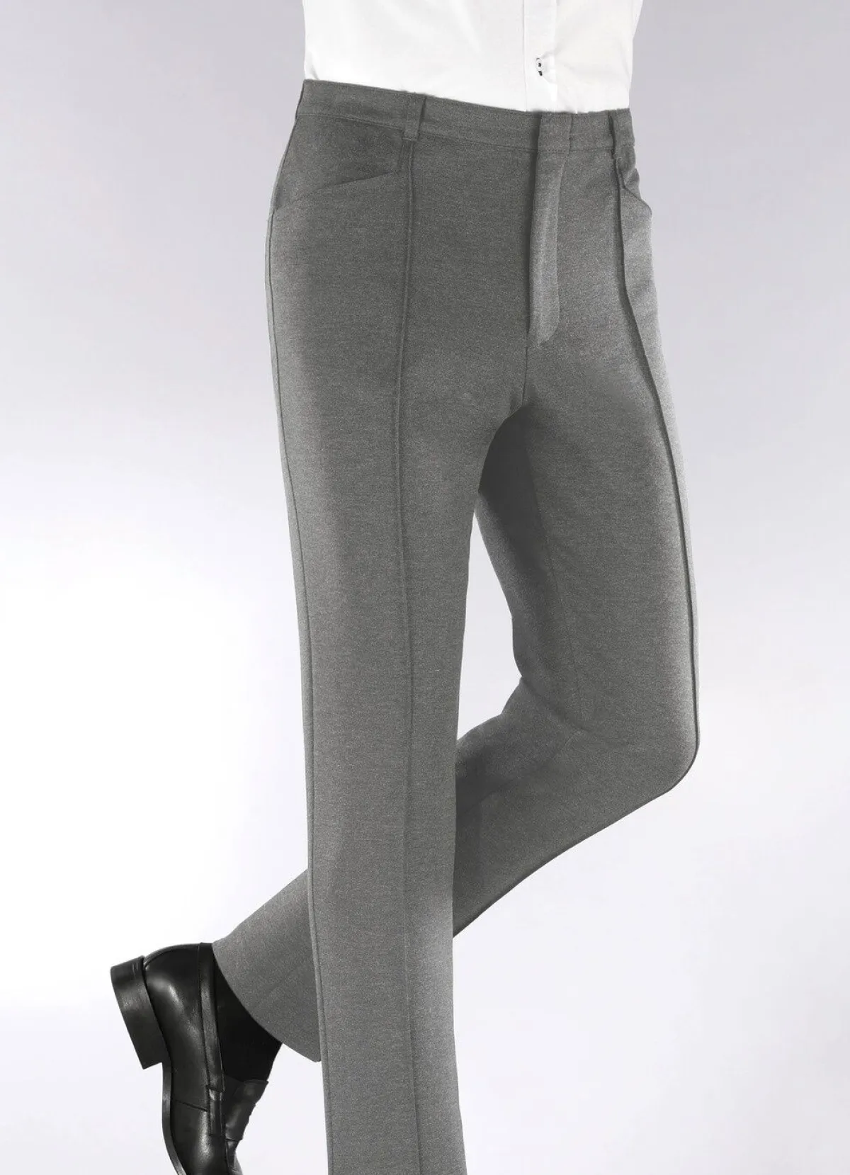 Outlet KLAUS MODELLE MADE IN GERMANY "Klaus Modelle"-Hose mit Dehnbund in 4 Farben MITTELGRAU MELIERT