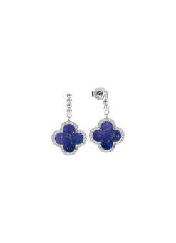Outlet BADER Kleeblatt-Ohrstecker mit echt Lapislazuli und synth. Zirkonia