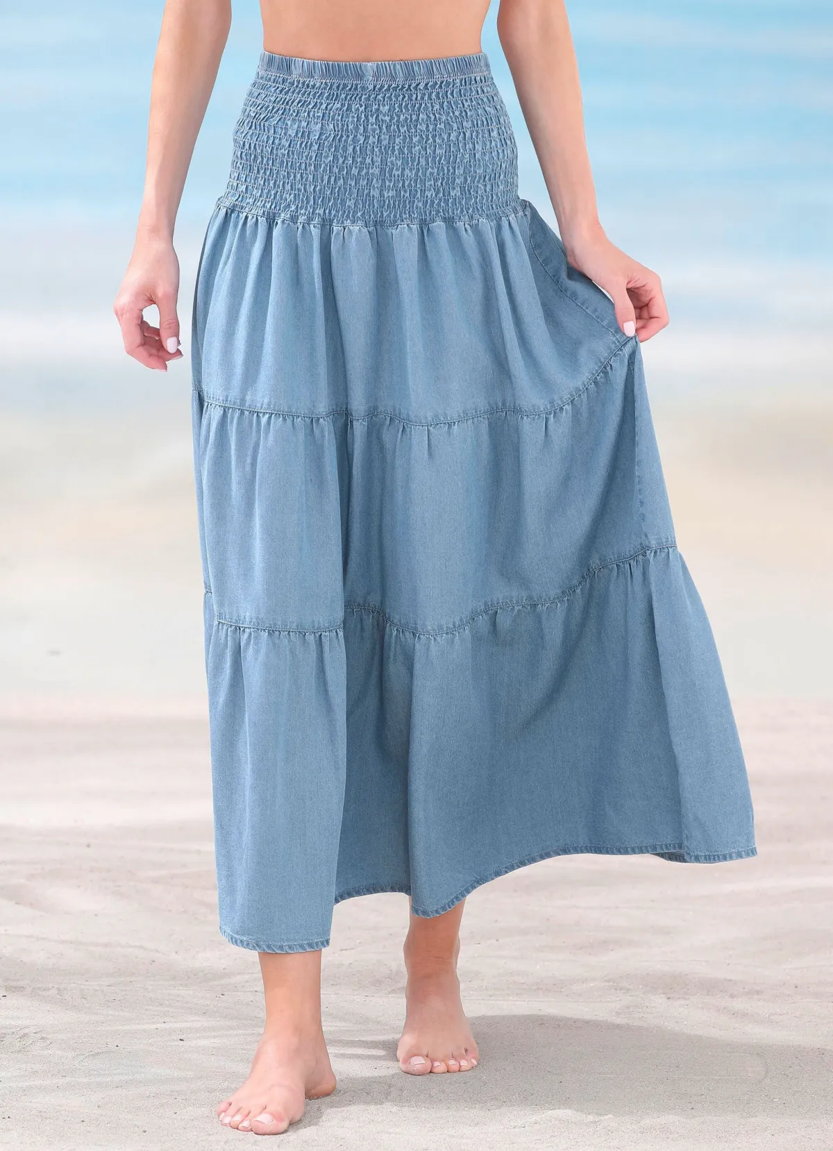 Discount BADER Kleid in Denim-Optik jeansblau
