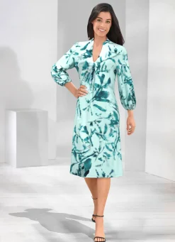 Sale BADER Kleid in Premium Qualität MINT-PETROL-MARINE-BUNT