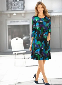 New KLAUS MODELLE MADE IN GERMANY Kleid in Premium-Qualität TÜRKIS-BUNT