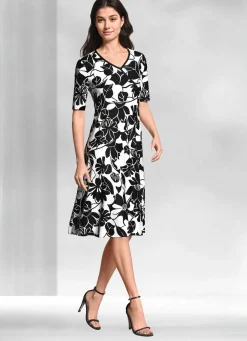 Best KLAUS MODELLE MADE IN GERMANY Kleid in Schlupfform SCHWARZ-WEISS