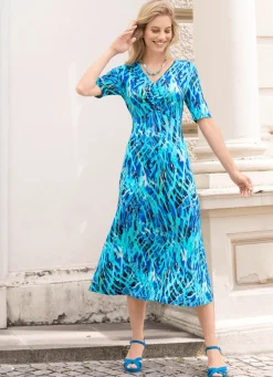 Clearance BADER Kleid in Schlupfform ROYALBLAU-TÜRKIS-WEISS-BUNT
