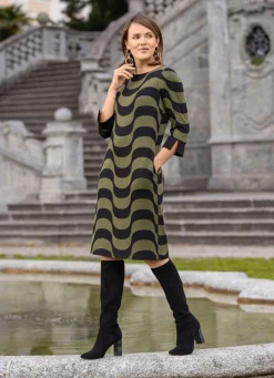 Best BADER Kleid in Schlupfform KHAKI-SCHWARZ