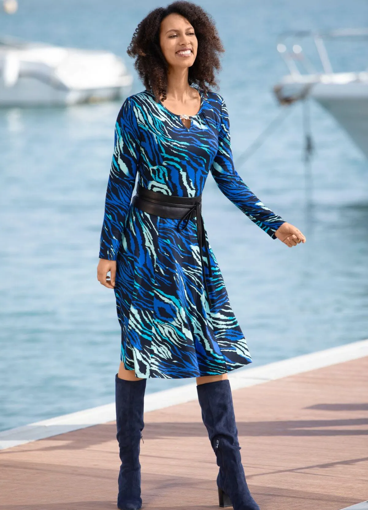 BADER Kleid in Schlupfform ROYALBLAU-MINT-SCHWARZ-BUNT