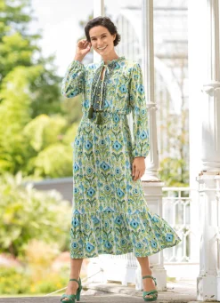 Discount laurakent Kleid in Schlupfform ECRU-OLIV-TÜRKIS-BUNT