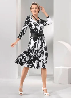 Best BADER Kleid in schwingender Form SCHWARZ-WEISS
