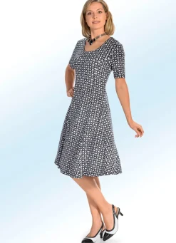 Outlet BADER Kleid in schwingender Schlupfform SCHWARZ-WEISS