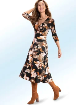 Outlet BADER Kleid in Wickeloptik SCHWARZ-BRAUN