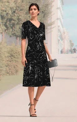 Sale KLAUS MODELLE MADE IN GERMANY Kleid in Wickeloptik SCHWARZ
